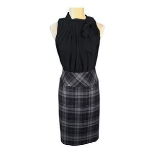 Joseph Ribkoff Sheath Dress Plaid Skirt Sleeveless EUC Size US 4